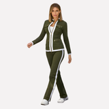 Claire | Ensemble féminin avec veste zippée et pantalon contrasté