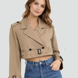 Manon | Trench-coat court pour femme en coton à coupe régulière 2.