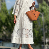 Élivane | Robe Midi en Dentelle Florale Élégante