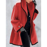 Nadège | Manteau femme en laine à bordure contrastante