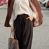 Senzy | Pantalon en Velours Côtelé Marron – Taille Élastique & Poches Pratiques