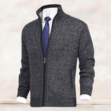 Bastien | Cardigan Long Homme en Maille à Col Montant