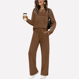Célestin | Ensemble femme deux pièces avec haut à col montant et pantalon large