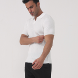 Augustin | Polo en tricot à manches courtes avec col ouvert