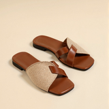 Yara | Sandales beiges avec accents en cuir