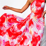 Marélyne | Robe asymétrique plissée à imprimé floral