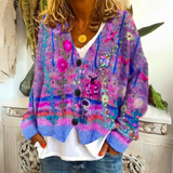 Isaline | Gilet bohème multicolore à broderie florale