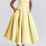 Mathilde | Robe midi femme bustier à jupe évasée