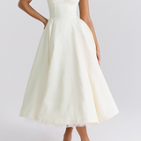 Mathilde | Robe midi femme bustier à jupe évasée