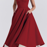 Mathilde | Robe midi femme bustier à jupe évasée