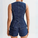 Béatrice | Gilet en Denim Sans Manches à Coupe Ajustée
