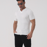 Augustin | Polo en tricot à manches courtes avec col ouvert