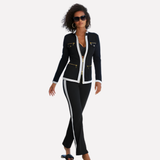 Claire | Ensemble féminin avec veste zippée et pantalon contrasté