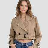 Manon | Trench-coat court pour femme en coton à coupe régulière 2.