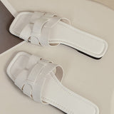 Clémentine | Slides blanches élégantes avec effet crocodile