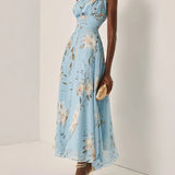 Amélie | Robe midi asymétrique à imprimé floral