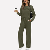 Célestin | Ensemble femme deux pièces avec haut à col montant et pantalon large