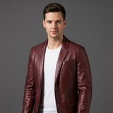 Céleste | Blazer en cuir à coupe slim