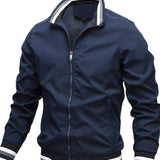 Théodore | Veste Décontractée Unie à Col Montant pour Mi-Saison