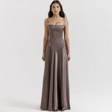 Olivia | Robe maxi en satin élégante avec lien dans le dos