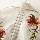 Martine | Veste en simili cuir à imprimé floral