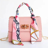 Lima | Sac à main élégant en cuir brun avec détail foulard