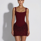 Oriane | Robe Mini Effet Corset à Paillettes