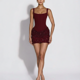 Oriane | Robe Mini Effet Corset à Paillettes