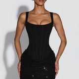 Oriane | Robe Mini Effet Corset à Paillettes