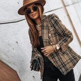 Aurélie | Blazer élégant à carreaux femme coupe ajustée intemporelle