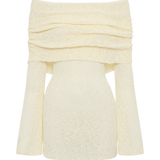 Doriane | Robe mini tricotée off-shoulder transparente