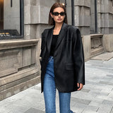 Noémie | Blazer oversize en simili cuir street-chic élégant