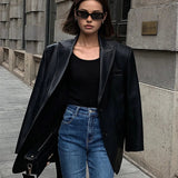 Noémie | Blazer oversize en simili cuir street-chic élégant