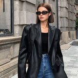 Noémie | Blazer oversize en simili cuir street-chic élégant