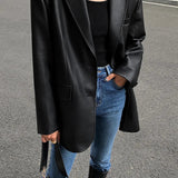 Noémie | Blazer oversize en simili cuir street-chic élégant