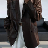 Noémie | Blazer oversize en simili cuir street-chic élégant