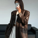 Noémie | Blazer oversize en simili cuir street-chic élégant