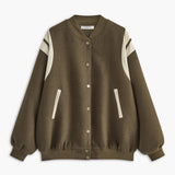 Maëlys | Veste varsity oversize rétro à manches contrastées et finitions côtelées