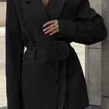 Céleste | Robe blazer élégante à double boutonnage avec ceinture fleurie