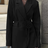 Céleste | Robe blazer élégante à double boutonnage avec ceinture fleurie