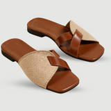 Yara | Sandales beiges avec accents en cuir