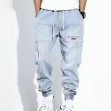 Thibault | Jeans baggy homme en denim avec chevilles élastiques et cordon