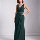 Noémie | Robe maxi de soirée avec décolleté en V et corsage plissé