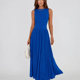 Élise | Robe Maxi Sans Manches à Taille Plissée