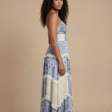Estelle | Robe de soirée longue à volants superposés et dos nu