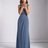 Noémie | Robe maxi de soirée avec décolleté en V et corsage plissé