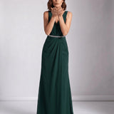 Noémie | Robe maxi de soirée avec décolleté en V et corsage plissé