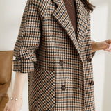 Élise | Blazer oversize à carreaux femme coupe longue élégante intemporelle