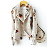 Martine | Veste en simili cuir à imprimé floral