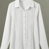 Florine | Blouse Femme Plissée à Col Classique et Fermeture Boutonnée